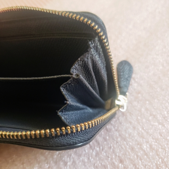 SOLD - COACH Zip Around Leather Coin / Card Case Mini Wallet - Blue - Picture 6 of 8